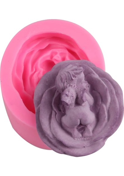 Çiçek Melek Stili Uyuyan Bebek Çiçek Üzerinde 3D Silikon Sabun Kalıpları Reçine Alçı Kil El Sanatları Dıy Sabun Formu Yapımı Fondan Kek Çikolata Pişirme Aracı (Yurt Dışından)