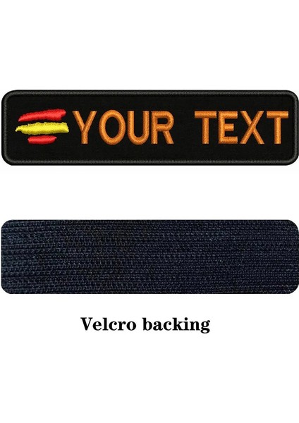 Turuncu-Velcro Tarzı Ispanyol Bayrağı Ispanya 10X2.5 cm Nakış Özel Ad Metin Yama Çizgili Rozeti Demir On Veya Giysi Için Velcro Destek Yamaları (Yurt Dışından)