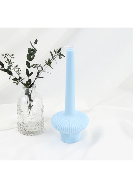No.23 Tarzı Vazo Sütun Mum Silikon Kalıp Formu Beton Dekoratif El Sanatları Dıy Epoksi Reçine Şerit Ayağı Yuvarlak Alt Sabun Kalıp Sanatları (Yurt Dışından)