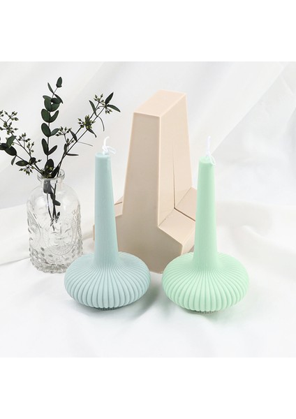 No.23 Tarzı Vazo Sütun Mum Silikon Kalıp Formu Beton Dekoratif El Sanatları Dıy Epoksi Reçine Şerit Ayağı Yuvarlak Alt Sabun Kalıp Sanatları (Yurt Dışından)