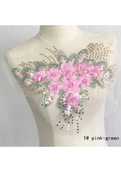 Style3 Pembe Tarzı Büyük Boy Elbise Aplike Dıy Gelin Başörtüsü Giysileri Kumaş Dikiş Malzemeleri Zanaat Gelinlik Aplike (Yurt Dışından)