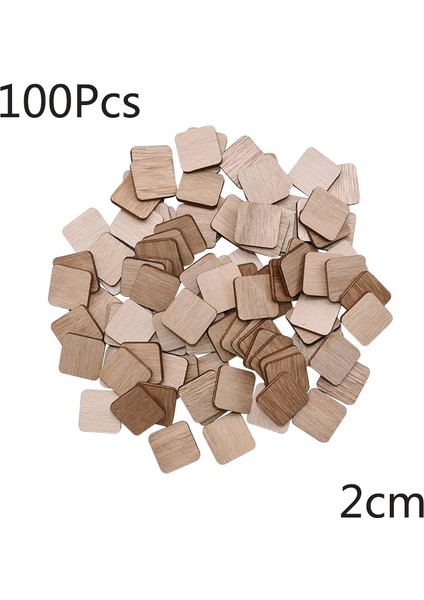 2CM-100PCS Tarzı Bitmemiş Ahşap Kare Dilimler Düğün Dekor Parti Malzemeleri Yapı Modeli Çocuk Dıy Boyama Ahşap Etiketler Boş Plak (Yurt Dışından)