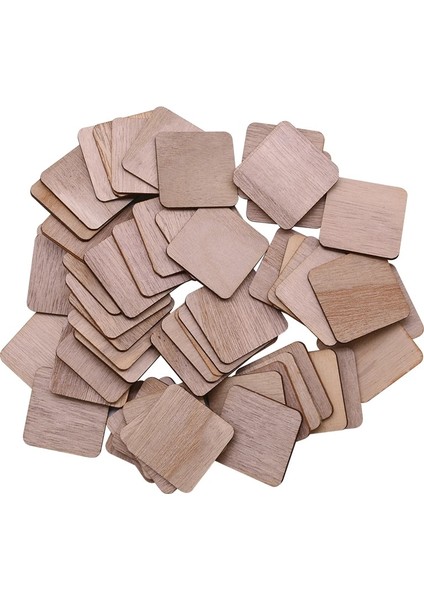 2CM-100PCS Tarzı Bitmemiş Ahşap Kare Dilimler Düğün Dekor Parti Malzemeleri Yapı Modeli Çocuk Dıy Boyama Ahşap Etiketler Boş Plak (Yurt Dışından) modelleri