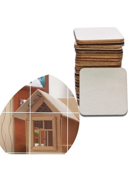 2CM-100PCS Tarzı Bitmemiş Ahşap Kare Dilimler Düğün Dekor Parti Malzemeleri Yapı Modeli Çocuk Dıy Boyama Ahşap Etiketler Boş Plak (Yurt Dışından) indirimleri