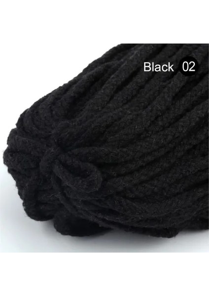 02 Siyah Stil 25 Yards 7mm Pamuk Halat El Sanatları Dekoratif Bükülmüş Kordon Halat El Yapımı Dekorasyon Için Dıy Kordon Ficelles Couleurs Iplik Kordon (Yurt Dışından)
