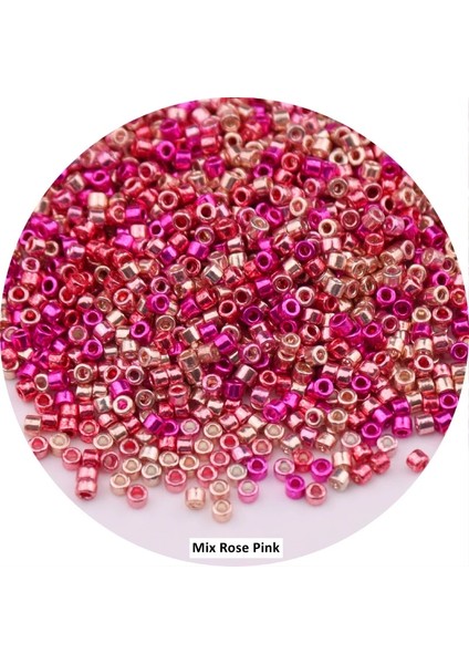 Gül Pembe Stilini Karıştırın 2mm 600 Adet 2mm Miyuki Delica Metal Parlak Boncuk Cam Diy El Yapımı Takı Kadınlar Charm Hediye Bohemia Tarzı Bilezik Kolye Aksesuarları (Yurt Dışından)
