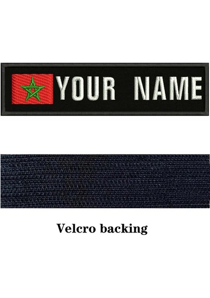 Yeşil Demir On Tarzı Fas Bayrağı 10X2.5 cm Nakış Özel Ad Metin Yama Çizgili Rozeti Demir On Veya Giysi Sırt Çantası Için Velcro Destek Yamaları (Yurt Dışından)