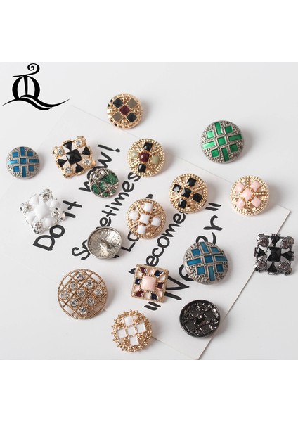 No.8 Stili 5 Adet Moda Yüksek Dereceli Metal Elmas Buttoldren's Yünlü Palto Kazak Giysi Düğmeleri Altın Dekoratif Düğmeler (Yurt Dışından) fırsatları