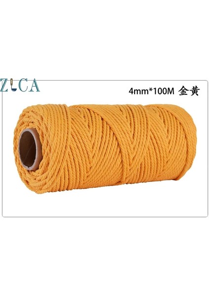 Altın Tarzı 4mm x 110 Yards Renkli Kordon Halat Ipliği Bükülmüş Makrome Dize Dıy Çanta Ev Dekor Tekstil Sarma Dekoratif Pamuk Kordon (Yurt Dışından)