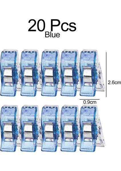 20 Adet Mavi Stil Pcs Dikiş Klipsleri Plastik Kelepçeler Kapitone Crafting Crocheting Örgü Güvenlik Klipsleri Çeşitli Renkler Bağlama Klipsleri Kağıt (Yurt Dışından)