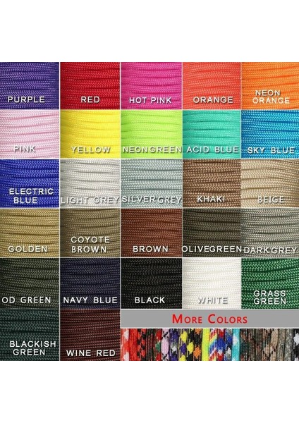 Neon Yeşili Stili Aracord Paraşüt Kordon Ipi Mil Spec Tip Iıı 7 Strand Çekirdek 100 Ft Tırmanma Kamp Tokası Bilezik Için 27 Renk (Yurt Dışından)