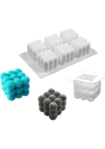L-14.2x8.4cm Stili 6 Kaviteler 3D Küp Pişirme Mus Kek Kalıbı Silikon Kare Kabarcık Tatlı Kalıpları Kek Tepsisi Mutfak Bakeware Mum Alçı Kalıp (Yurt Dışından) modelleri