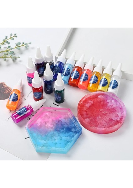 Okyanus Sarısı Stili 15 Renk Epoksi Reçine Kalıp Kar Tanesi Pigment Kristal Silikon Mercan Etkileri Renklendirme Maddesi Takı Aksesuarları El Sanatları Yap 10ML (Yurt Dışından)