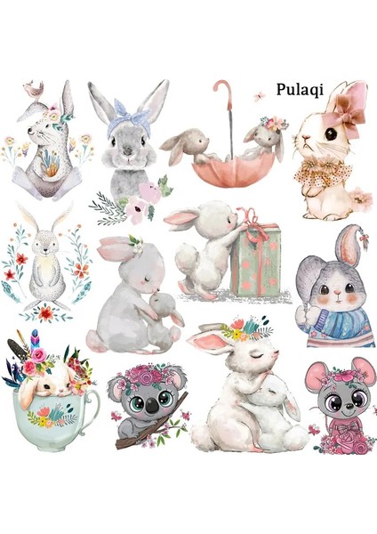TH2039 Stili Pulaqi Sevimli Hayvanlar Giyim Için Yamalar Demir On Transfer Vinil Isı Transferi Termal Etiketler Giysi Üzerinde Çocuklar Tavşan Aplikler (Yurt Dışından) fiyatları