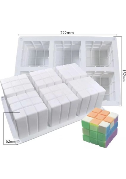 C02 Stili Mini 3D Küp Pişirme Mus Kek Kalıbı Silikon Kare Kabarcık Tatlı Kalıpları Kek Tepsisi Bakeware Mum Alçı Kalıp (Yurt Dışından)