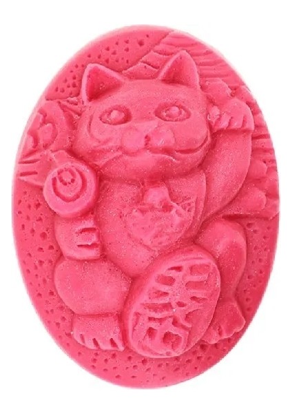 3D Şanslı Kedi Oval Silikon Sabun Yapma Kalıp Çikolata Kalıp Sabun Mum Dıy Kalıp Sabun Yapma Kalıp Craft Sanat Sabun Yapma Formu (Yurt Dışından)