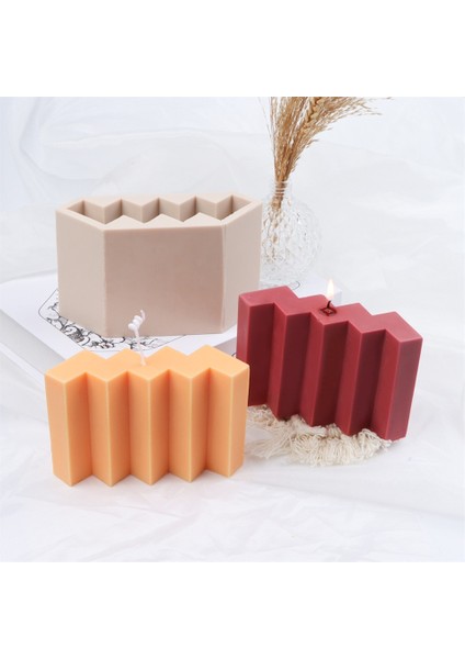 Beyaz Stil Dalga Şekli Eğrisi Silikon Kalıp Mum Kalıp Diy Dalgalar Küboid Sabun Düzensiz 3D Stereo Küp Dekor Alçı Cinnabar Yapımı (Yurt Dışından)
