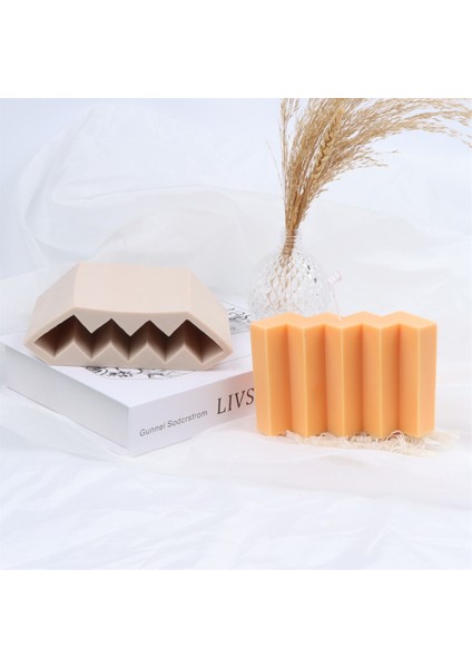Beyaz Stil Dalga Şekli Eğrisi Silikon Kalıp Mum Kalıp Diy Dalgalar Küboid Sabun Düzensiz 3D Stereo Küp Dekor Alçı Cinnabar Yapımı (Yurt Dışından)