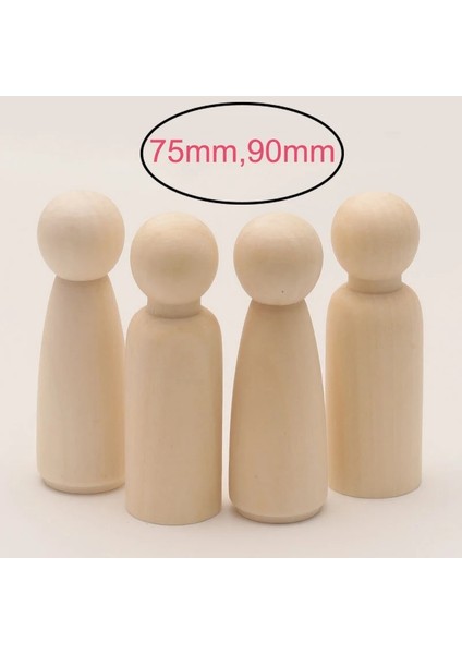 90 mm Kız Stili Ahşap Peg Dolllot Ahşap Bebekler Boyama Dıy Ev Kreş Dekorasyon Kadın Erkek Ahşap Peg Bebekler (Yurt Dışından)