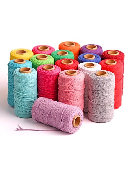 No.13 Tarzı 100M * 2mm Saf Pamuk Bükülmüş Kordon Halat El Sanatları Makrome Zanaatkar Dize Çok Renkli Pamuk Keten Halat Ev Tekstili Deri Dikiş (Yurt Dışından) fiyatları