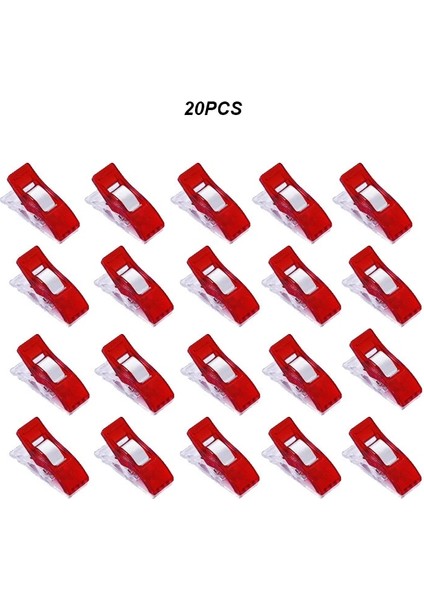 Kırmızı 20 Adet Tarzı Dıy Patchwork Iş Ayak Kılıfı Renkli Plastik Klipler Hemming Dikiş Araçları Dikiş Aksesuarları El Sanatları Dikiş Klipleri Araçları (Yurt Dışından)