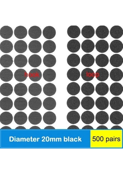 20 mm Siyah 500 Çift Stili 500 Pairslot Kendinden Yapışkanlı Raptiye Bant Nokta mm Disk Yapıştırıcı Güçlü Tutkal Sihirli Etiket Yuvarlak Paralar Kanca Döngü (Yurt Dışından)