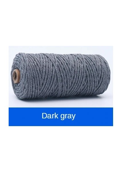 Koyu Gri Tarzı 2mm El Yapımı Halat 100% Pamuk Halat Renkli Sicim Makrome Kordon Dize Parti Düğün Dekorasyon Aksesuar Dıy Kordon Için (Yurt Dışından)