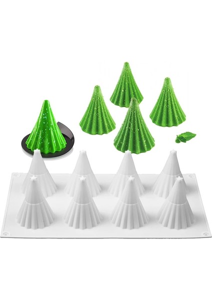 Koyu Gri Tarzı 8 Kavite Noel Ağacı Şekilli Silikon Kek Kalıbı Mum Kalıbı Kurabiye 3D Pişirme Araçları Mum Yapımı (Yurt Dışından) modelleri