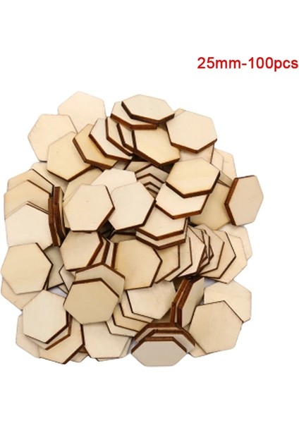 25 mm Tarzı Lot Altıgen Şekil Ahşap Dıy Lazer Kesim Süsleme El Sanatları Dekor Süsler Düğün (Yurt Dışından)