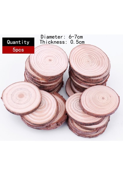 5 Adet 6-7cm Tarzı Kalınlaşmak Doğal Çam Yuvarlak Ahşap Dilimler Ağaç Kabuğu ile Bitmemiş Daireler Günlük Diskler Dıy El Sanatları Noel Partisi Boyama (Yurt Dışından)