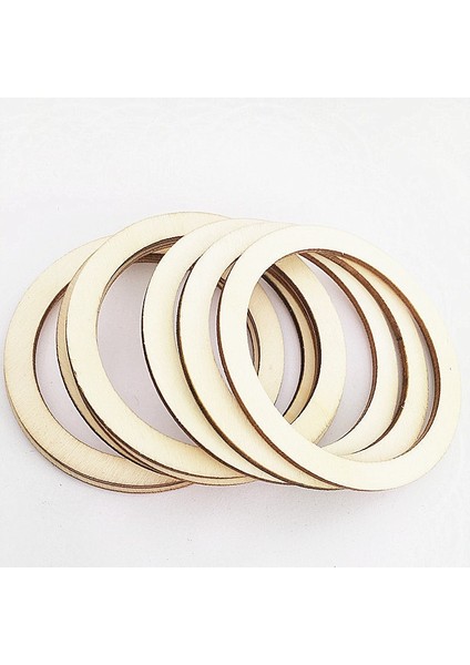 4cm 50PCS Tarzı Ahşap Daire Ahşap Içi Boş Yuvarlak Ahşap Parçalar Bitmemiş Ahşap El Sanatları (Yurt Dışından)