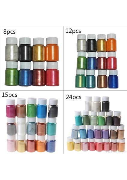 24 Renk Stili 1 Takım Sedefli Mika Tozu Epoksi Reçine Boya Inci Pigment Dıy Takı El Sanatları Sabun Yapımı Aksesuar F (Yurt Dışından)