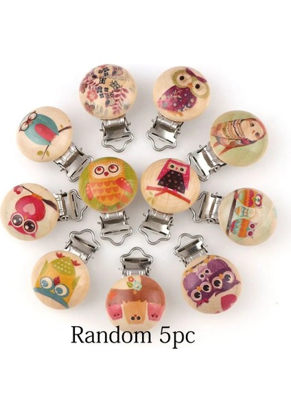 Lazer Parlak Stil 5 Adet Rastgele Stil Metal Ahşap Bebek Çocuk Emzik Tutucu Klip Sahipleri Sevimli Bebek Yuvarlak Meme Tokaları Sahipleri Aksesuarları (Yurt Dışından)