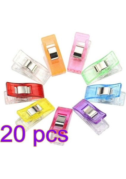 20 Adet Tarzı Iş Ayak Kılıfı Çok Renkli Plastik Klipsler Kumaş Kelepçeler Patchwork Kıvırma Dikiş Araçları Dikiş Aksesuarı Klipsi (Yurt Dışından)
