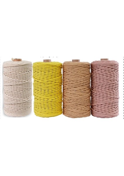 No.16 Tarzı 110 Yard 3mm Makrome Pamuk Kordon Renkli Halat Bej Bükülmüş El Sanatları Dıy Ev Tekstili Dekoratif Tedarik Makrome Dize (Yurt Dışından)