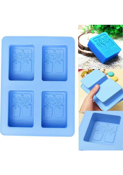 4 Kavite Dikdörtgen Hayat Ağacı Silikon Sabun Kalıbı Dıy Craft Sanat Kek Kalıbı Sabun Mum Kalıbı Için El Yapımı Silikon Kalıplar (Yurt Dışından)