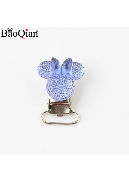 Mavi Stil 5 Adetlot El Yapımı Reçine Minnie Bebek Metal Emzik Tutucular Için Klipler Yuvarlak Klipsler Askı Dıy Çocuk Konfeksiyon Aksesuarları (Yurt Dışından)