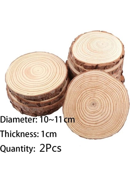 2 Adet 10-11CM Tarzı Sanat Dıy El Sanatları Noel Süsler Ev Masa Dekorasyon Için Ağaç Kabukları ile Doğal Bitmemiş Yuvarlak Ahşap Dilim (Yurt Dışından)