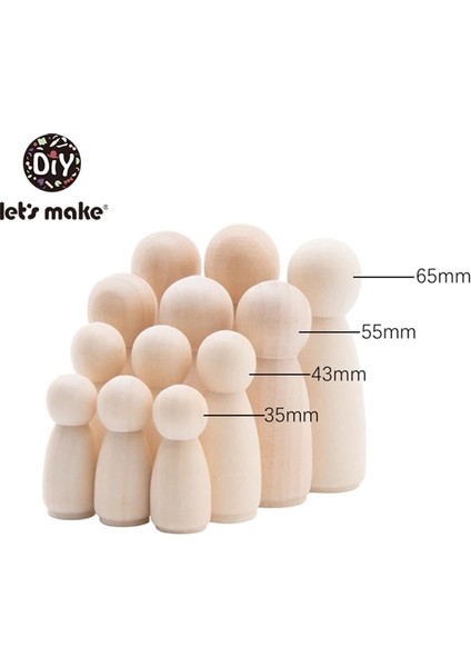 24 Renk Pigment Stili () Ahşap Peg Bebekler El Yapımı Dıy Ahşap Boş Ev Dekorasyonu Erkek Kız Bebek Bitmemiş Mini Ahşap Bebekler (Yurt Dışından)