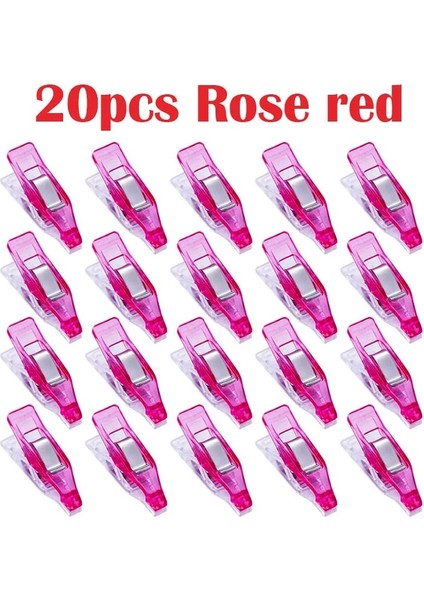 20 Adet Gül Kırmızı Tarzı Lmdz Mini Çok Amaçlı Klipsler Dikiş Klipsi Olarak Kullanın Kapitone Için Bağlama Klipsi Tığ Işi Örgü Genel Amaçlı (Yurt Dışından)