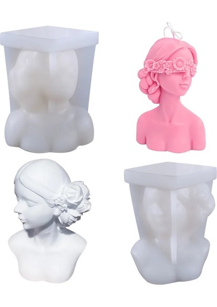 B Tarzı Yeni Kapalı Göz Kız Aromaterapi Mum Kalıbı Gözü Kapalı Tartışma Güzellik Alçı Reçine Kalıp Silikon Kalıp Mum Yapma Kalıpları (Yurt Dışından) indirimleri