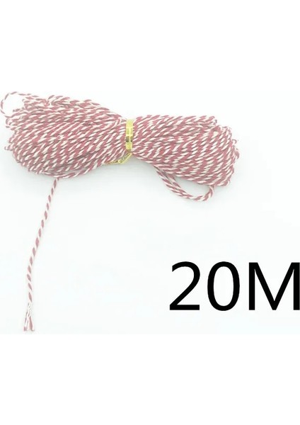 M 20M Stili 100 Metreroll Iki Renk Pamuklu Fırıncı Sicim Halat Kordon Noel Düğün Dekorasyon Hediye Paketleme Dize Dıy Hediye El Sanatları Wrap (Yurt Dışından)