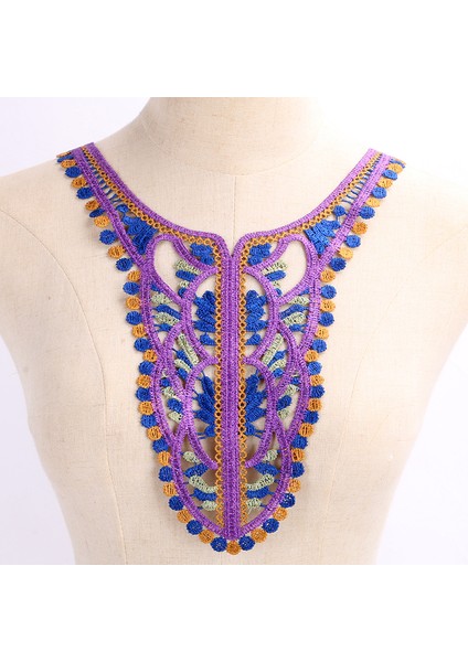 No.3 Tarzı Urple Nakış Yaka Yaka Venise Dantel Çiçekler Yaka Aplike Trim, Dantel Kumaş Dikiş Malzemeleri (Yurt Dışından) fırsatları