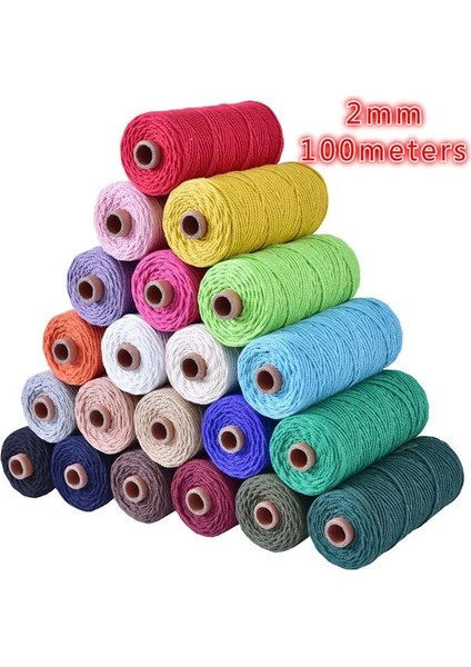 Açık Pembe Tarzı 2mm Makrome % 100% Pamuk Kordon Renkli Kordon Halat Bej Bükülmüş El Sanatları Dize Dıy Ev Tekstili Düğün Dekoratif Tedarik 110 Yards (Yurt Dışından) fiyatları