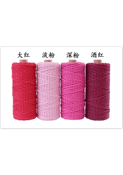 Açık Pembe Tarzı 2mm Makrome % 100% Pamuk Kordon Renkli Kordon Halat Bej Bükülmüş El Sanatları Dize Dıy Ev Tekstili Düğün Dekoratif Tedarik 110 Yards (Yurt Dışından) indirimleri