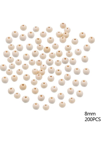 B01-8MM-200PCS Tarzı M Doğal Ahşap Yüzükler Bebek Diş Çıkarma Yüzükler Bebek Diş Kaşıyıcı Çocuk Oyuncak Ahşap Boncuklar Dıy Craft Hediye Için Ev Dekorasyon (Yurt Dışından)