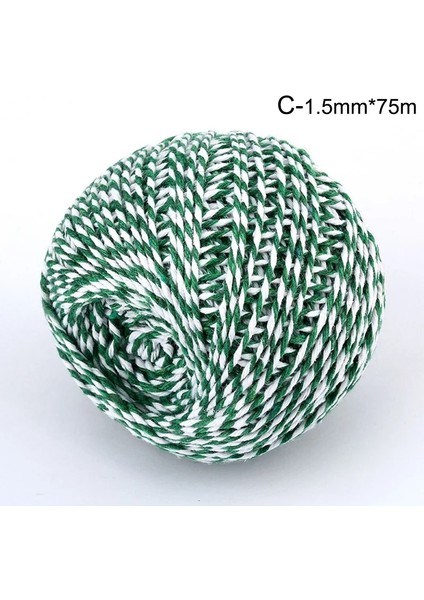 C Stili Dıy El Yapımı Pamuk Ipliği 1 Rulo 75 Metre Yüksek Li Halat Kırmızı Beyaz Kart Asılı Halat Hediyeler Ambalaj Sicim Dize Kordon (Yurt Dışından)