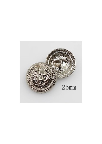 25 mm Gümüş Aslan Stili Altın Gümüş Renk Metal Aslan Tarzı Düğmeler Alaşım Konfeksiyon Aksesuarları Dıy Malzemeleri Dikiş Aksesuarları Düğün Zanaat Malzemeleri (Yurt Dışından)