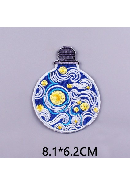 PE5562CT Stili Manzara Yama Güneş Dağ Demir On Yamalar Giysiler Için Yuvarlak Yama Giyim Ütü Çıkartmaları Için Işlemeli Yamalar Van Gogh (Yurt Dışından)