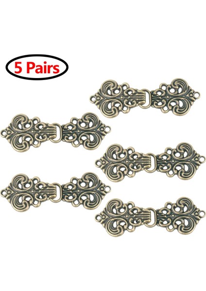 Bronz A Stili Tek Boyut 5 Pairs Vintage Çin Düğüm Düğmeleri Çiçek Tutturmak Klipsler Kazak Hırka Raptiye Dıy Dekor Giyim Için Kanca ve Göz Tokaları (Yurt Dışından)
